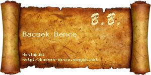 Bacsek Bence névjegykártya